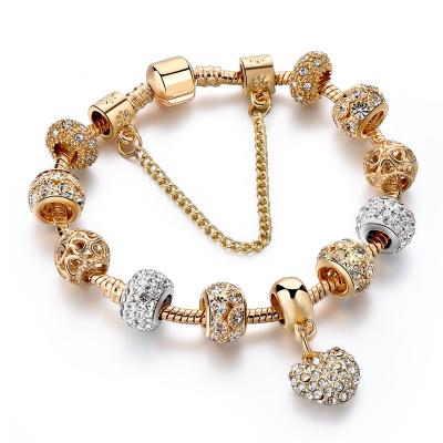 China Hiphop Gifts Ins Fashion Gold Heart Bangles Bracelets For Women Hot Chain Bracelets Charm Crystal Jewelry Trendy Bracelet for sale