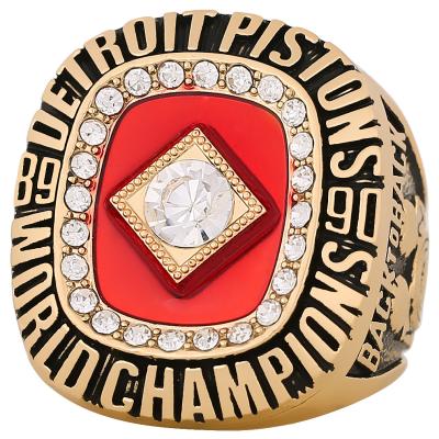 China Fan Memorabilia Series Annual Romantic High End Ring Golden Yellow Cubic Zirconia Basketball Championship Paved In Commemorative Retro for sale