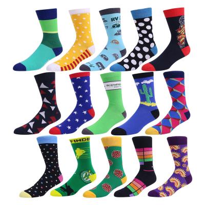 China Manufacturer QUICK DRY Custom Fashionable Cotton Socks Funny Novelty Fruit Animal Patterns Space Dot Stripe Dress Men Socks for sale