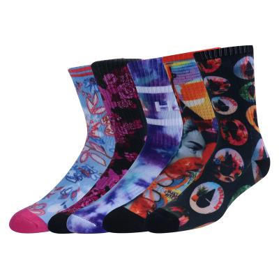 China Manufacturer Antibacterial Made Custom Logo Fashion 3d Printing Fancy Sublimation Colorful Men Crew Socks for sale