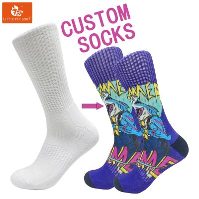 China Custom Antibacterial Hot Sale Plain White Polyester Sublimated Empty Sock Printed Blank Custom Sublimation Printing Socks for sale