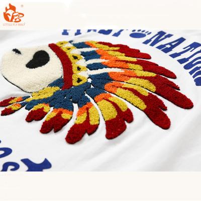 China Anti-wrinkle small fly bird making classic T-shirt men's classic T-shirt men's 100% Terry Chenille Embroidery crew neck custom logo cotton T-shirts for sale