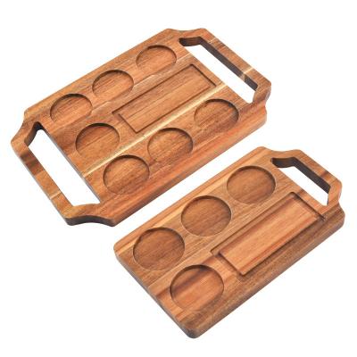 China Contemporary Trendy Home Brown Acacia Material Luxury Coffee Dining Room Storage Trays for sale