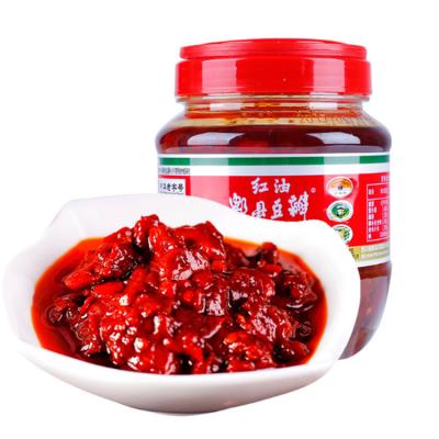 China Wholesale High Quality Handmade Delicious Long Shelf Life 500g Glass Bottle Doubanjiang 500g Long Hot Chili Sauce for sale