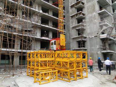 China Mast Section and Tie 2 Ton Building Site Hoist, Goods Elevator With Computer Aided SC200 for sale