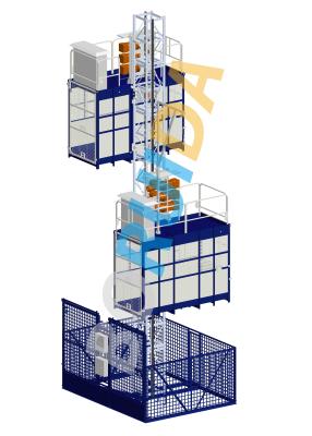 China Blue Cage Of Construction Hoist Elevator , Construction Material and Personal , Single Lifting Cage for sale