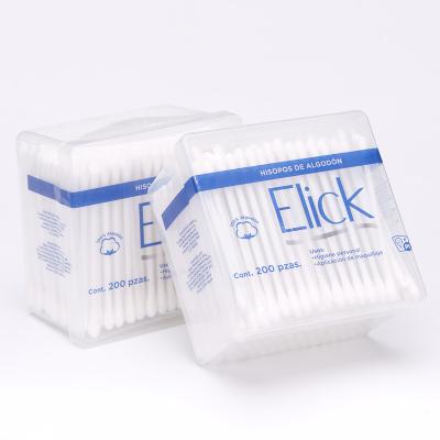 China 200pcs Factory Experienced Customized Plastic Stick Cotton Buds Swab In PP Box Hj025 for sale