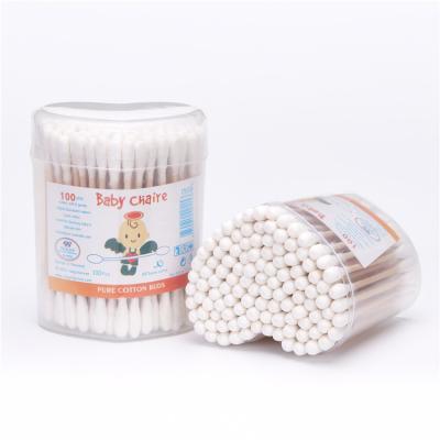 China 100pcs Disposable Double-end Bamboo Ear Stick Cotton Cleaning Buds for sale