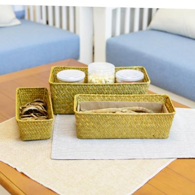 China Viable Factory Direct Handwoven Rattan Desktop Storage Organizer Desk and Table Basket Storage Box Small for sale