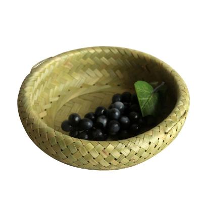 China Sustainable Factory Direct Customizable Round Woven Basket Xinyi Weaving Small Bamboo Storage Basket for sale