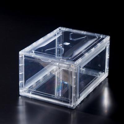 China Transparent Stackable Plastic Storage Storage Boxes Display Box Minimalist 14.2*11*8.7 Inch Shoe And Bins Shoes Storage Box for sale