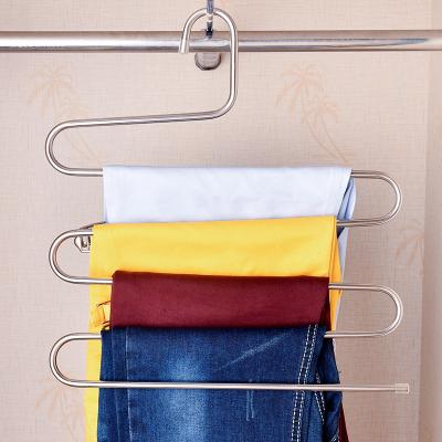 China Minimalist S Type Clothes Hanger Metal Stainless Hangers For Clothes Pants Magic Hangers Universal Space Saver for sale