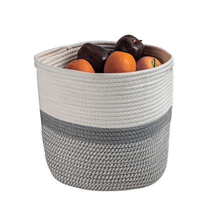 China 30*30cm Viable Food Storage Boxes and Trash Cans Cotton Rope Storage Baskets Collapsible Food Storage Containers Home Storage and Organization for sale