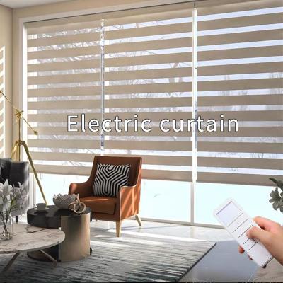 China Minimalist Motorized Blackout Zebra Shades Roller Blind Electric Remote Zebra Blinds for sale