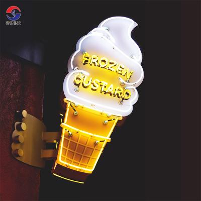 China Custom Neon Light Logo Customized Neon Sign Contemporary SHINY Ice Cream Neon Sign Commercial Business Number Light Store Front Signs for sale