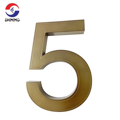 China Elegant Styles SHINING Bronze Brush Stainless Steel 3D Channel Letter Sign Non-lit Stainless Steel Channels Light Box Sign for sale