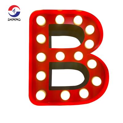 China Loft SHINING Painted 3200k Red Marquee Letter Sign Vintage Led Bulb Letters Customized Marquee Led Signs for sale