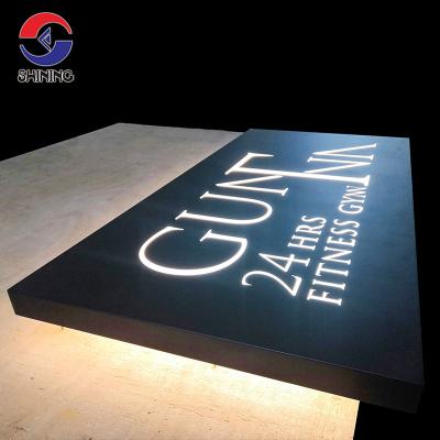 China Buildings SHINING Black Sign Channel Light Box Painted Backlit Outdoor 3D Metal Letter Electronic Light Signs for sale