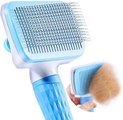 China Hot Stocked Amazon Sale Pet Grooming Brush Tool Self Cleaning Brush Dog Hair Slicker Slicker Brush Dog Comb For Pet Massage for sale