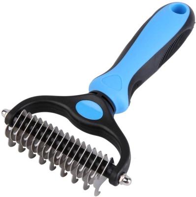 China Amazon Viable Wholesale Hot Sale Supplier Pet Grooming Brush Cat Comb Double Sided Shedding Dematting Dog Hair Comb Pet Cleaning for sale