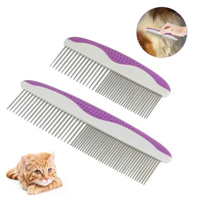 China Stocked Grooming 2-Pack Dog Paint Stainless Steel Teeth Proper Care Prevents Knots In Long And Short Hair Pets / Non-Slip Comfortable Handles for sale