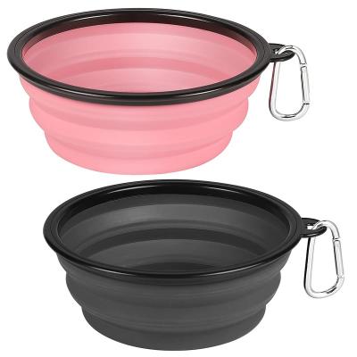 China Wholesale Stocked Collapsible Collapsible Dog Bowls.34oz Hot Sale Dog Travel Bowl from Amazon. Portable Dog Water Food Bowl with Carabiner- 2 pc for sale