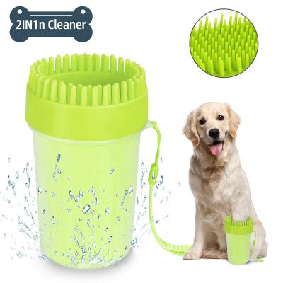 China Dog Stocked Paw Cleaner, Dog Paw Washer Cup, 2 in 1 Portable Silicone Pet Cleaning Brush Feet Remover for Dogs Grooming with Muddy Paw for sale