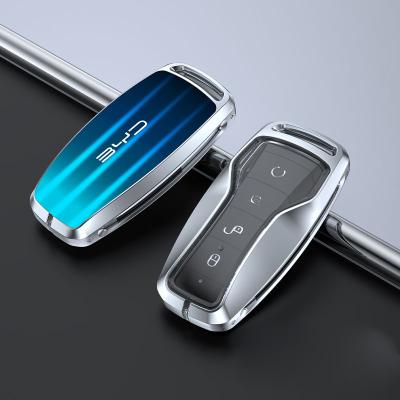 China Bling Bling Crystal 2022 High Quality Luxury Zinc Alloy 3D Tempered Glasses 3D Car Remote Smart Key Holder For BYD for sale