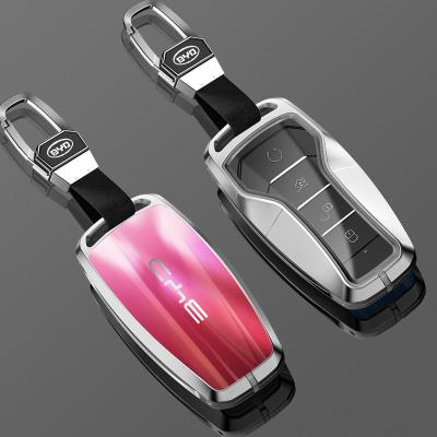 China Bling Bling Crystal 2022 High Quality Luxury Zinc Alloy 3D Tempered Glasses 3D Car Remote Smart Key Holder For BYD for sale