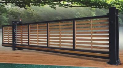 China Wooden Automatic Sliding Gates , Residential Trackless Cantilever Gate for sale