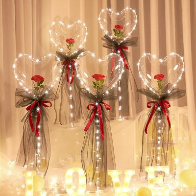 China Balloons Bobo Ball Manufacturer Wholesale of the Heart LED Pink Bobo Balloon Glow Party Bouquet Toy Gift Toy Valentines Day Gift for sale