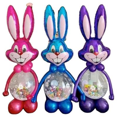 China 2022 Rabbit 45_84cm Bunny Foil Balloons Gray Blue Mylar Foil Balloons Hot Cartoon Inflatable Bunny Foil Balloons 2022 Toy Hot Head Easter Gift for sale