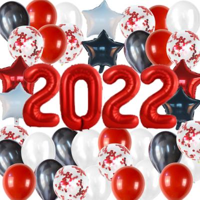 China Toy Gift Toy Happy New Year 2022 Commemorative Party Number Foil Balloon Letter Banner 32 Inch Set Retail Packing Card Foil Balloon for sale