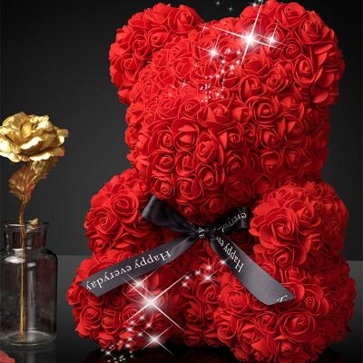 China Teddy Bears With Box Flower 40Cm 25Cm Roses Valentines Soap Soap To Foam Mini Preserved Artificial Valentine Rose Red Bear Heart Gift Gifts for sale