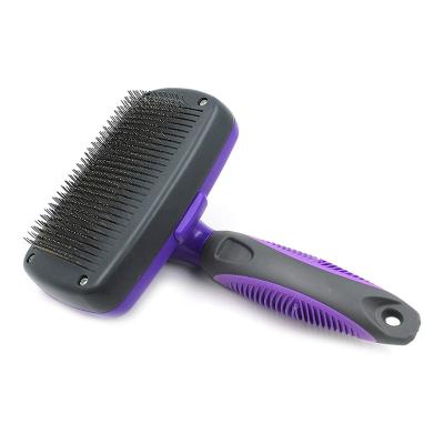 China Water Wash Button Dog Comb High Quality Self-cleaning Stainless Steel Pet Grooming Comb for sale