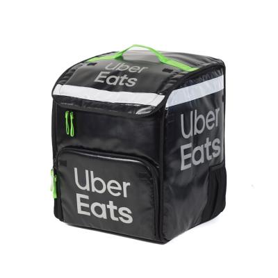 China Thermal Uber Eats Black Waterproof Thermal Insulated Cooler Bag Restaurant Pizza Food Delivery Bag Backpack for sale