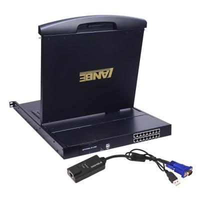 China Double-rail Slide Support Customized Double-rail Metal Housing 16 Port Monitor 17inch LCD KVM Switch for sale