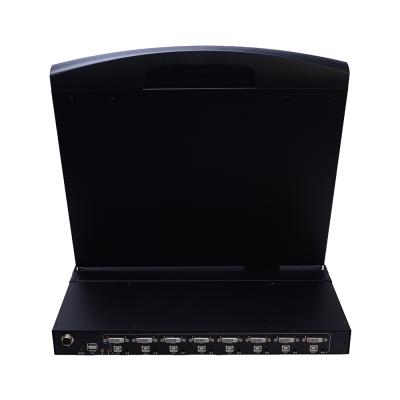 China 1080p Resolution New Design Single-rail 19 Inch PS2 USB Mouse Port DVI 8 KVM Switch for sale