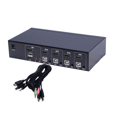 China Portable 4 Input 1 Port 4K@30HZ 4 Port Interface HDMI KVM Output Desktop USB Switch With Audio for sale