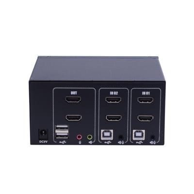 China Dual monitor supports USB 2.0 hub built-in 4K @30fp USB console connection 2 in 2 out 2 of left HDMI KVM switch for sale