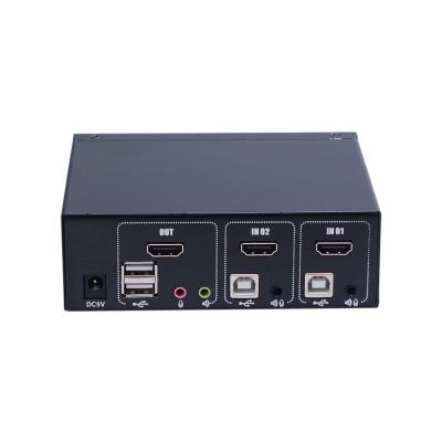 China Computer Control 4K@30HZ USB 2.0 High Resolution Integrated Port Hub 2 HDMI KVM Switch for sale