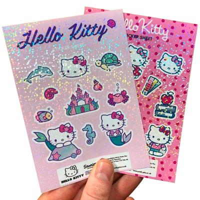 China Beautiful Holographic Custom Journal Decoration Die Cut Holographic Foil Sticker Sheet for sale