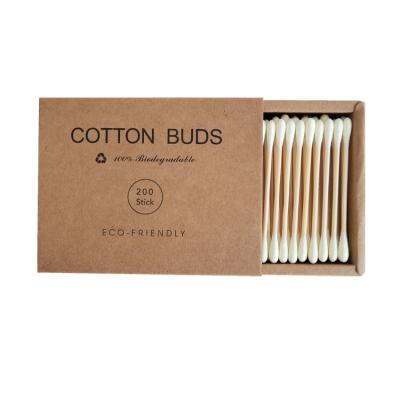 China Home Use+office+travel Biodegradable Bamboo Cotton Bud Pad For Ear Makeup Care Cleaning First Aid Art Crafts Safe Sustainable Paper for sale