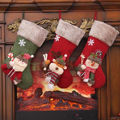 China Christamas Christmas Home Decoration Christmas Stocking Santa Snowman Reindeer Plush for Christmas Home Christmas Tree Decor Stuffed Toys Candy Gift Hanging Bag for sale