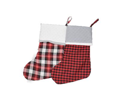 China Christamas Home Decor Plaid Christmas Stocking in Xmas Plus Size Socks with Santa Claus Snowman Decoration Gift Bag for sale