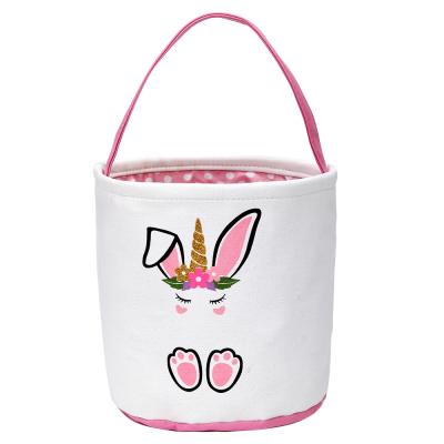 China 2021hot canvas wholesale new factory low price Easter decorations cotton tail rabbit canvas Easter bag basket male for sale