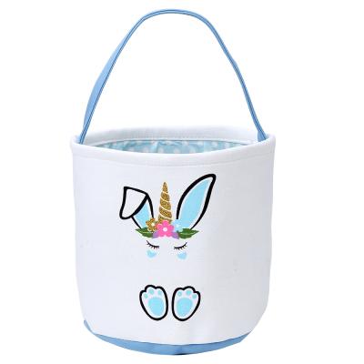 China 2021 Easter Egg Storage Bunny Bag Rabbit Shape Cotton Canvas Easter Egg Handbag Basket with Handle for Celebration Party Supplies for sale