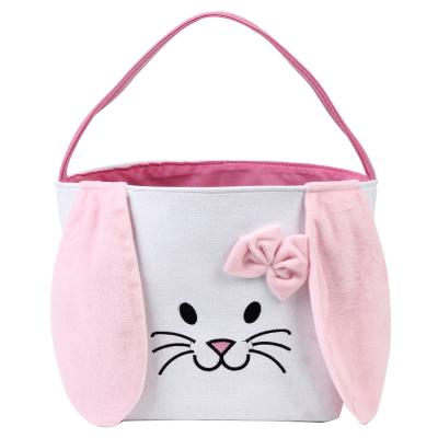 China 2021 Canvas Newcomers Wholesale Custom Easter Day Cute Monogrammed Patchwork Embroidered Bunny Bucket Bags for sale