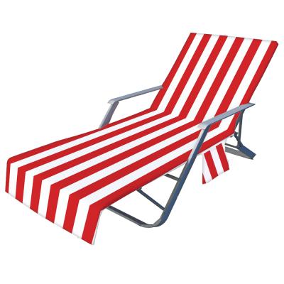 China Compressed Towel Lounge Chair Cover Stripe Microfiber Outdoor Quick Dry Beach Chair Covers for sale