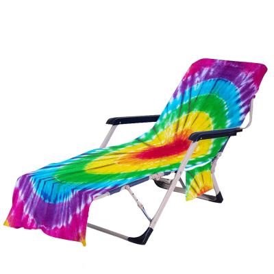 China Compressed Rainbow Chair Towel Cover Lounge Microfiber Beach Chair Covers for Sun Bath Pool for sale